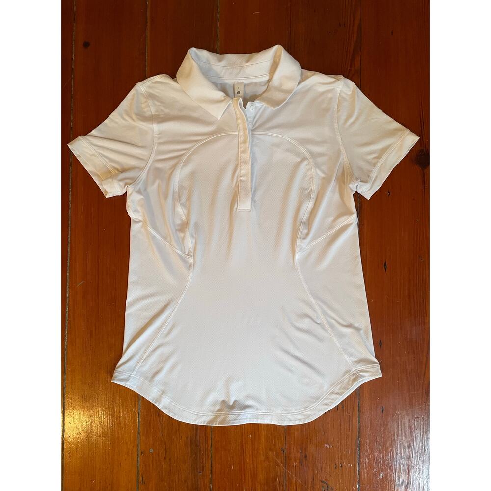 Lululemon Women’s White Polo Shirt Size 6 Recycled Nylon Golf Tennis Top